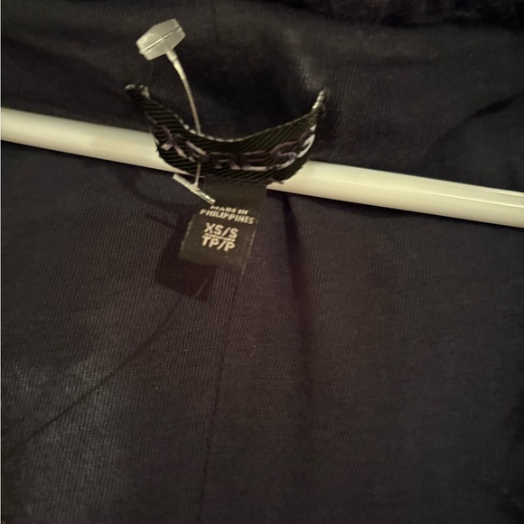 Express Navy Blue Faux Fur Coat with hood and pockets - Picture 5 of 5